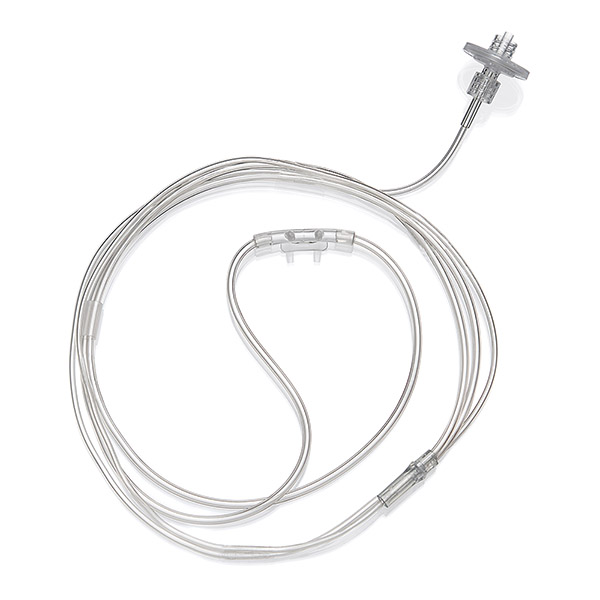 Adult, polysomnography nasal cannula with filter and tube, 1m