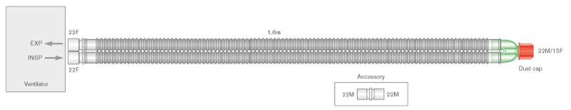 22mm Flextube™ breathing system, ≥ 1.6m sterile
