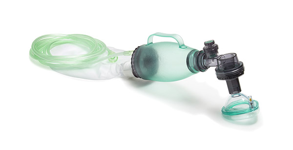 BVM resuscitator, infant, 280ml bag with pressure relief valve (40cm H₂O), size 1 mask