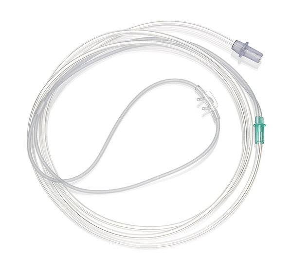 Adult, Satin nasal cannula with curved prongs and tube, 1.8m